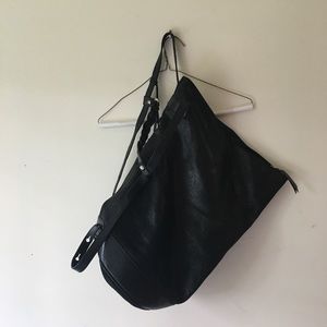 Italian black leather backpack